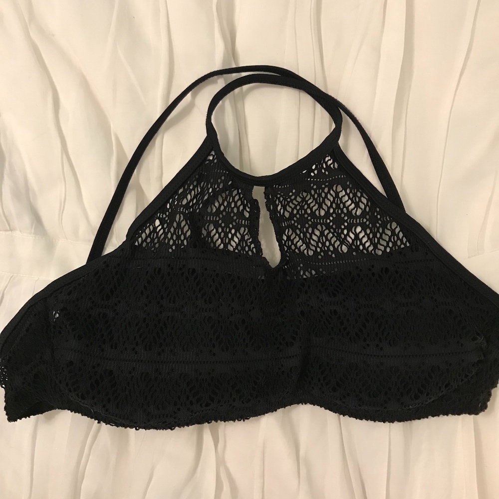 Black Lace High-neck Bikini Top